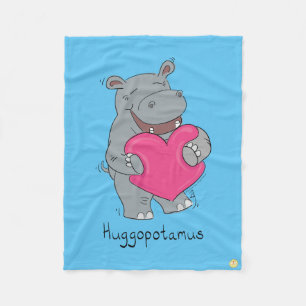 Hippo Hugs Valentine’s Day Fleece Blanket