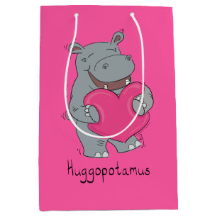 Hippo Hugs Valentine's Day Medium Gift Bag