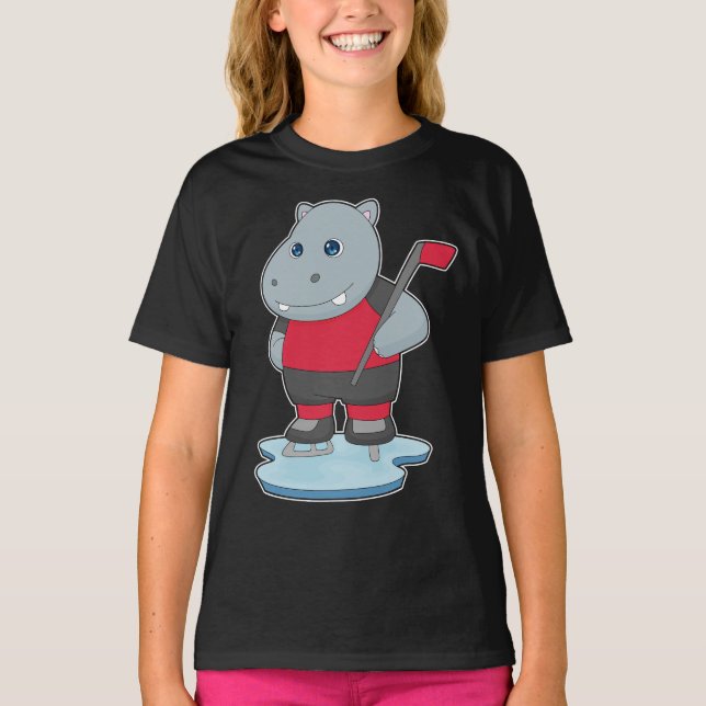 Hippo Ice hockey Ice hockey stick T-Shirt (Front)