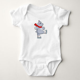 Hippo Ice skating Ice skates Baby Bodysuit