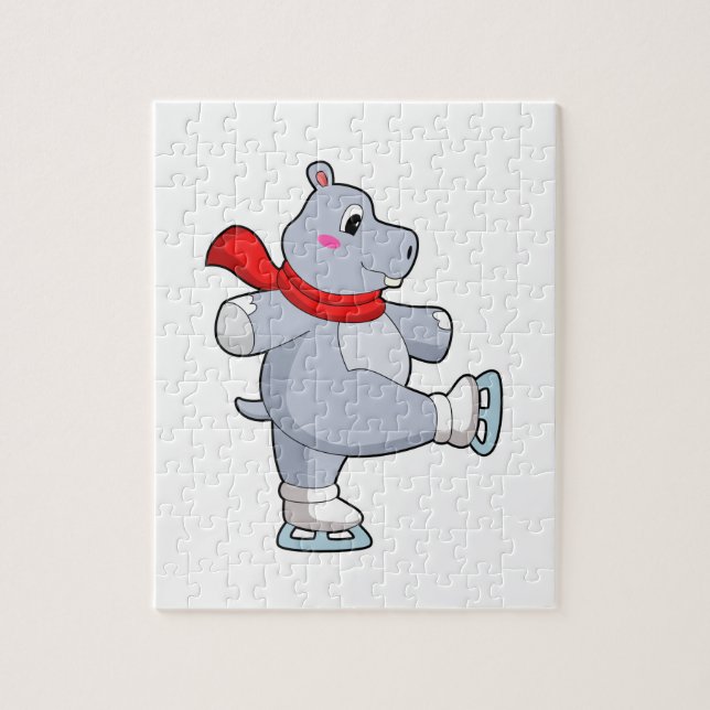 Hippo Ice skating Ice skates Jigsaw Puzzle (Vertical)