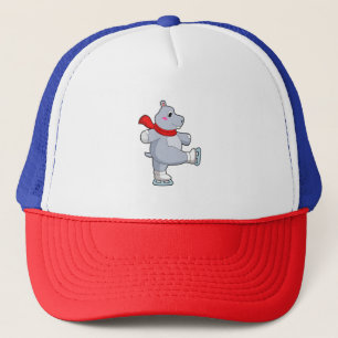 Hippo Ice skating Ice skates Trucker Hat