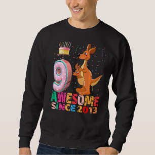 Hippo I'm 9 Years Old Girls Birthday Kangaroo Part Sweatshirt