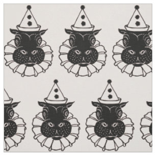 hippo in a party hat fabric