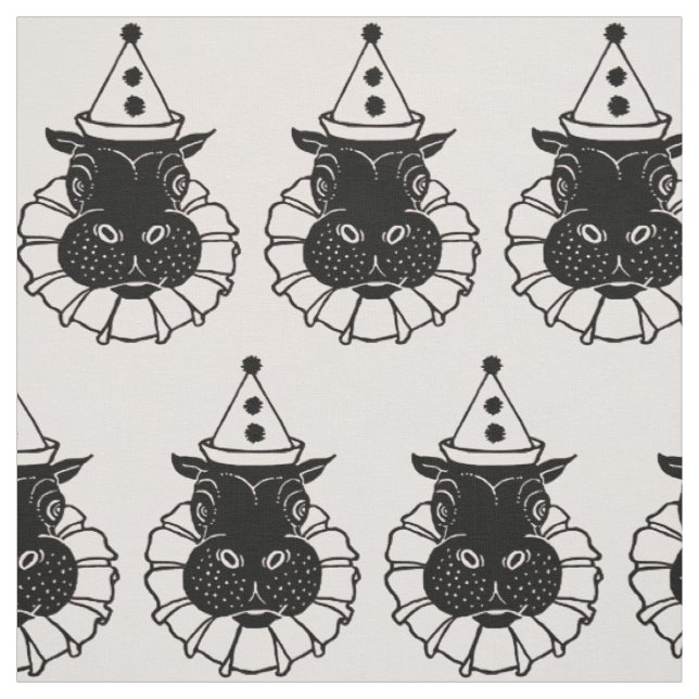 hippo in a party hat fabric (Swatch)
