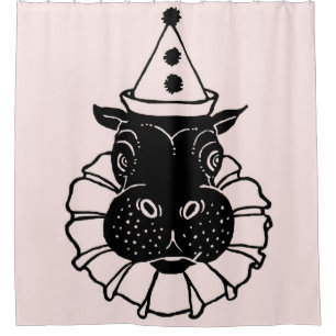 hippo in a party hat shower curtain
