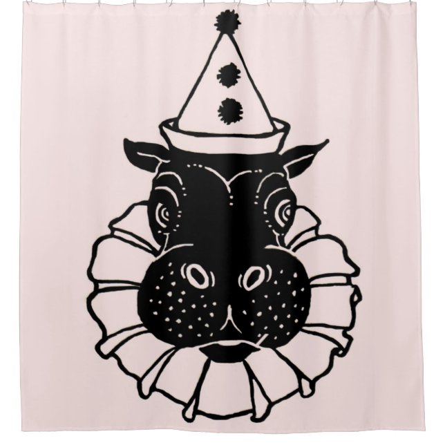 hippo in a party hat shower curtain (Front)