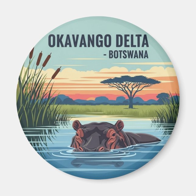 Hippo in Okavango Delta Botswana Magnet (Front)
