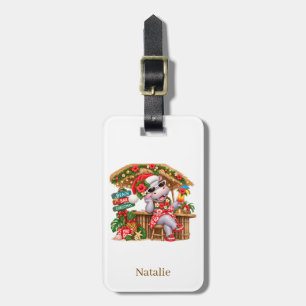 Hippo in red bikini for Christmas Luggage Tag