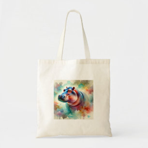 Hippo in serenity 220924AREF119 - Watercolor Tote Bag