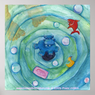 Hippo in the Bathtub Poster