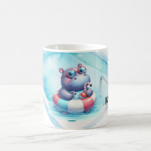 Hippo in the pool with Name Coffee Mug