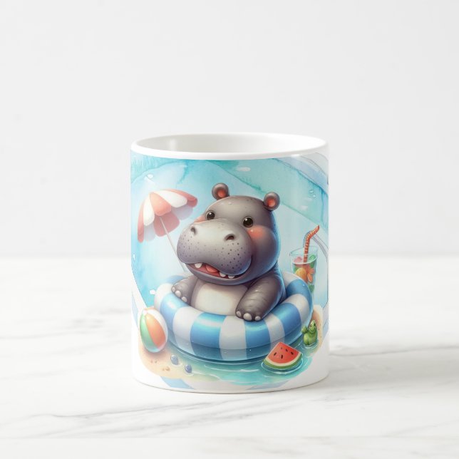 Hippo in the pool with Name Coffee Mug (Center)