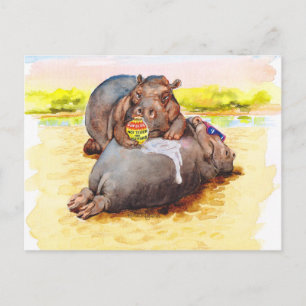 Hippo in the sun postcard