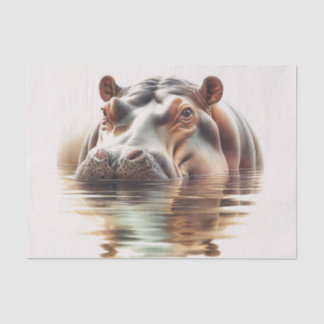 Hippo In Water Watercolor Art Tissue Paper