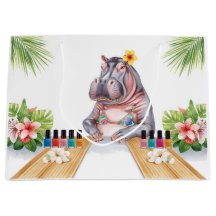 Hippo is doing manicure by the beach 