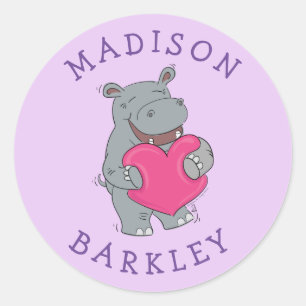 Hippo Kid Cute Valentine's Envelope Seal Stickers