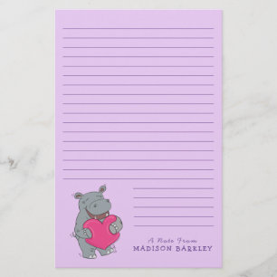 Hippo Kid's Cute Valentine's Day Stationery