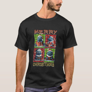 Hippo Leopard Buffalo Plaid Animals Lover Merry Ch T-Shirt