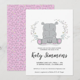 Hippo Love Baby Shower Invitation