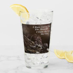 Hippo Love Notes, Birthday Drink Glass