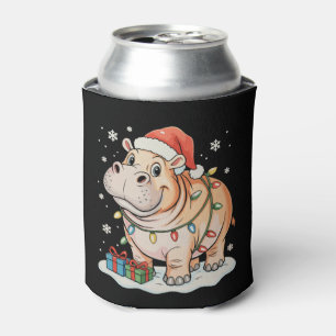 Hippo Lover Christmas Lights Xmas Holiday Season Can Cooler