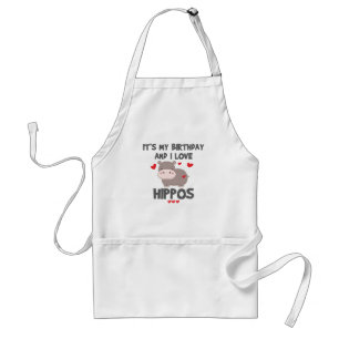 Hippo Lover It's My Birthday and I Love Hippos Standard Apron