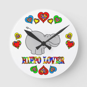 Hippo Lover Round Clock