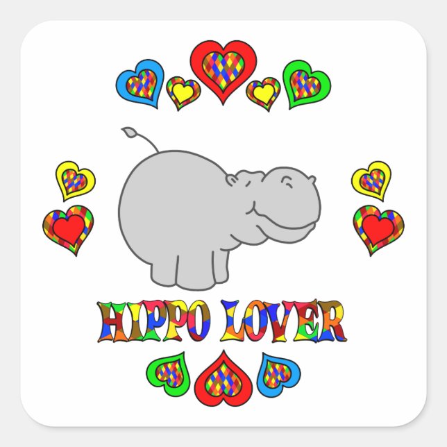 Hippo Lover Square Sticker (Front)