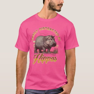 Hippo Lover Wild Animal Zoology Easily Distracted  T-Shirt