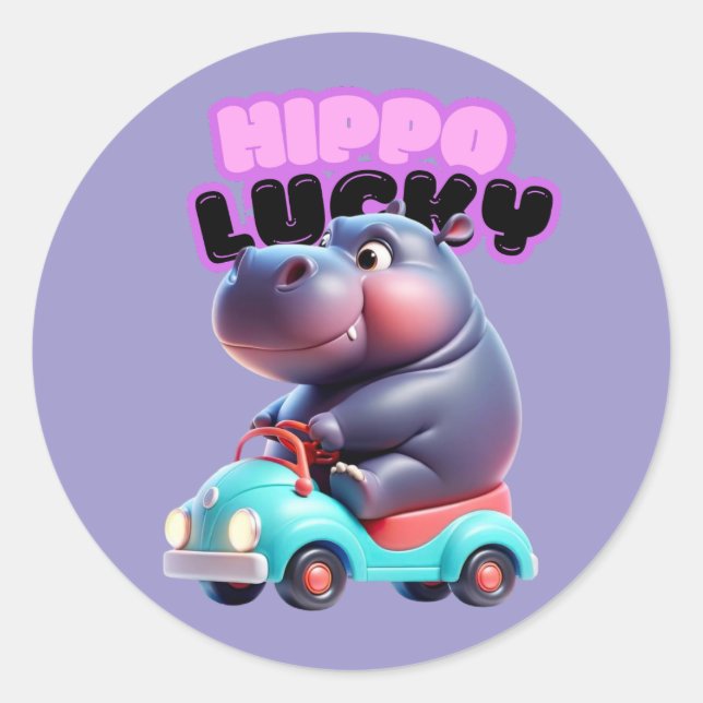 Hippo Lucky Sticker (Front)