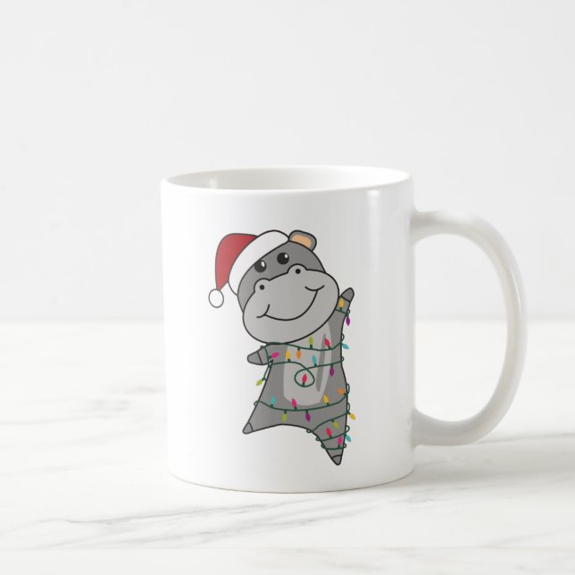 Hippo Merry Christmas Winter Animals Hippos Adult  Coffee Mug (Right)