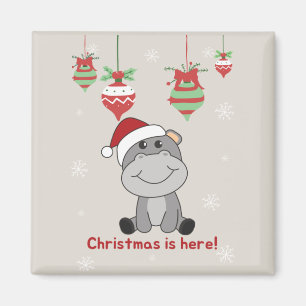 Hippo Merry Christmas Winter Animals Hippos Magnet