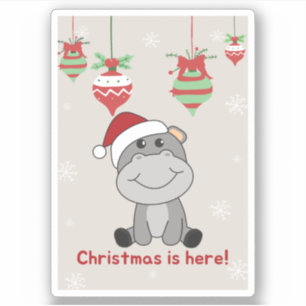 Hippo Merry Christmas Winter Animals Hippos Sticke