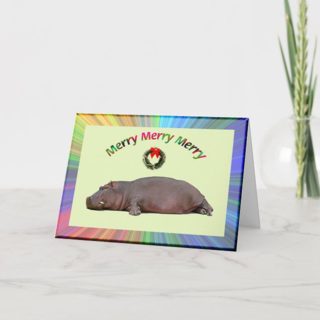 Hippo Merry Holiday Cheer Card (Front)
