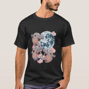 Hippo Moon Howl Funny Saying Animal Meme Men Women T-Shirt