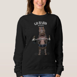 Hippo Muscle Training Weightlifting Fitness In Gym Sweatshirt