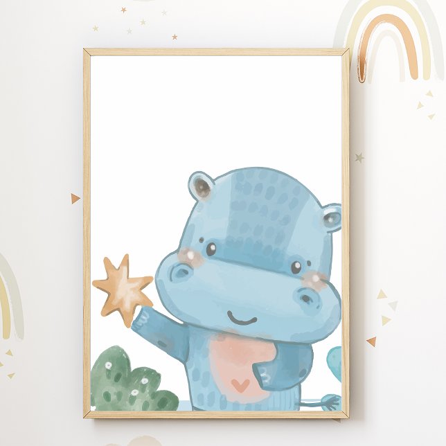 Hippo Nursery Poster Animal Kids Room Decor (Creator Uploaded)