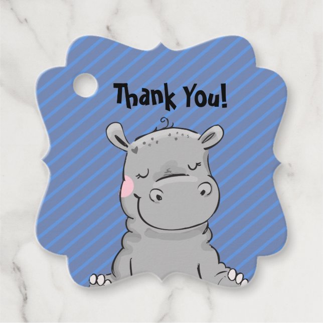 Hippo Party Favour Thank You Tags (Front)