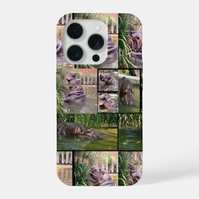 Hippo Photo Collage,  iPhone Case (Back)