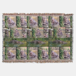 Hippo Photo Collage, Throw Blanket