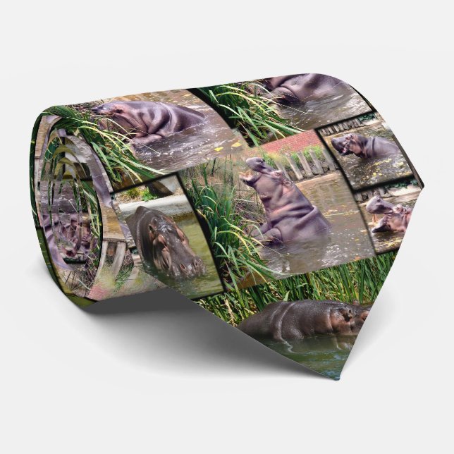 Hippo Photo Collage, Tie (Rolled)