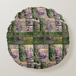 Hippo Photo Collarge, Round Cushion