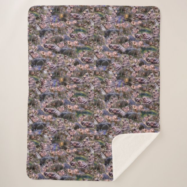 Hippo Photo Collarge, Sherpa Blanket (Front)