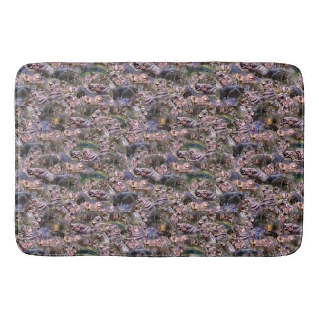 Hippo Pictures Collarge, Memory Foam Bath Mat. Bath Mat (Front)