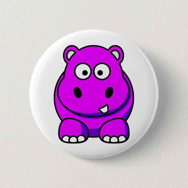 Hippo Pink 6 Cm Round Badge (Front)