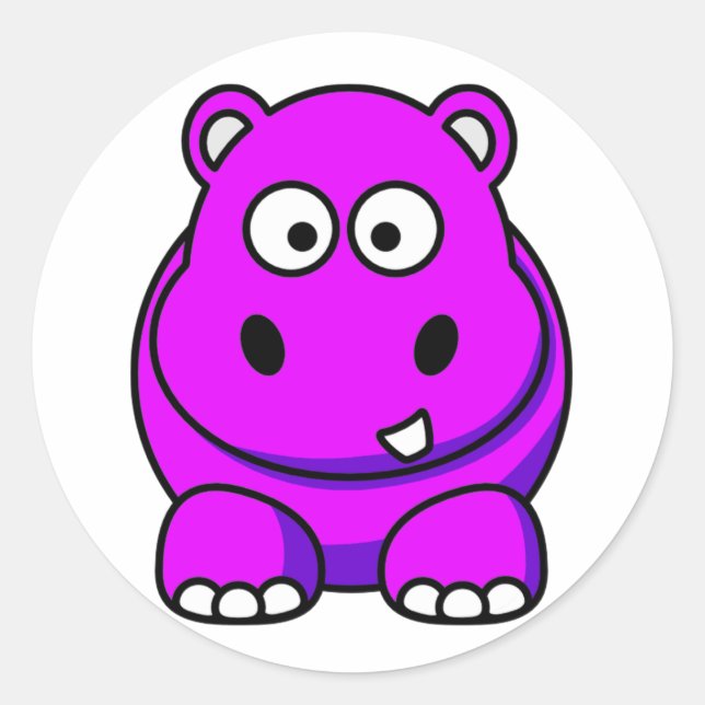 Hippo Pink Classic Round Sticker (Front)