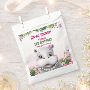 Hippo Pink Floral Girl Birthday Favour Bags