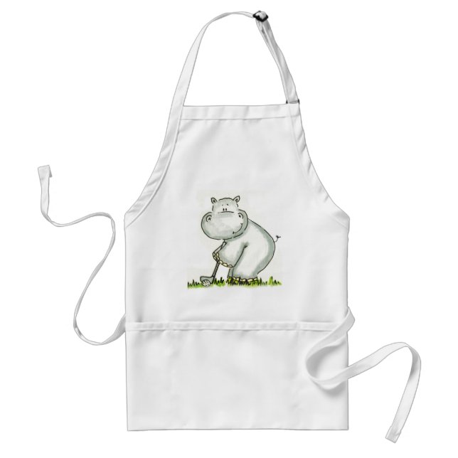 Hippo plays Golf Standard Apron (Front)