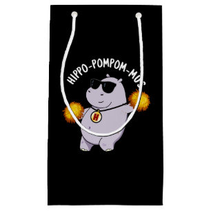 Hippo-pompom-mus Funny Animal Hippo Pun Dark BG Small Gift Bag